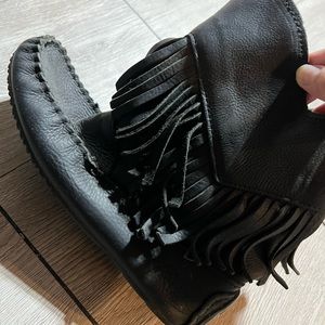 Black leather mukluks